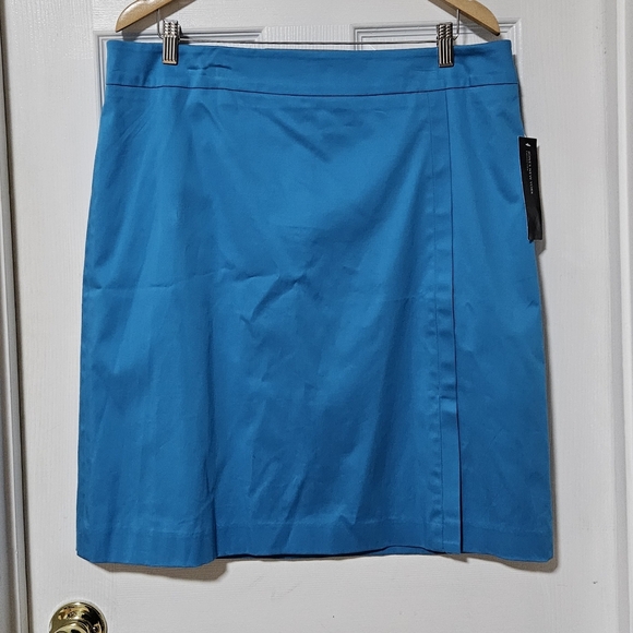 NWT Jones New York Collection Stretch Pencil Midi Skirt Blue Plus Size 14